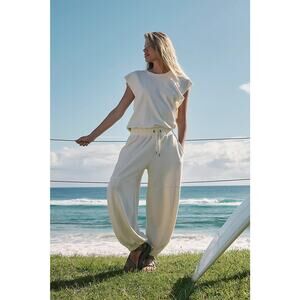 Women's Large Free People Movement Throw and Go Jumpsuit Sleeveless White NEW